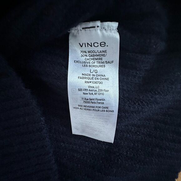 Vince Weekend Cardigan Button Up Wool and Cashmere Navy Sweater Size Large New - Picture 7 of 9